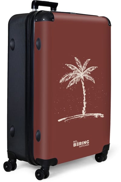 NoBoringSuitcases.com® - Koffer groot - Reiskoffer lichtgewicht - Rood met witte palmboom - Rolkoffer met 4 wielen - Grote trolley XL - 98 liter bagage