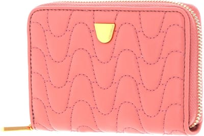 COCCINELLE Leren Portemonnee Clivia Matelasse Zip Around Wallet Camelia Roze
