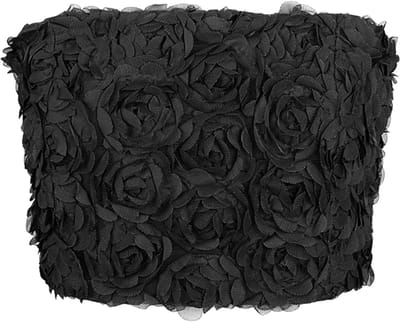 Verfijnde Strapless Mouwloze Top met Rozen Borduurwerk - Zwart - Maat L