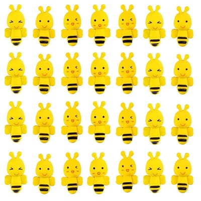 Allecto - Mini Rubberen Bijen Gummen - Leuke Decoratie - Geel - Perfect voor School - 50 Stuks - Ideaal voor Tekenen en Schetsen