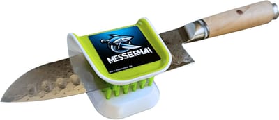 Messerhai Messen Schoonmaak Borstel Sharky – Veilige Dubbelzijdige Messenschoonmaakborstel voor Keukenmessen – Grondige Reiniging Zonder Snijgevaar – Compact, Handzaam en Hygiënisch – Ideaal Voor Alle Soorten Messen
