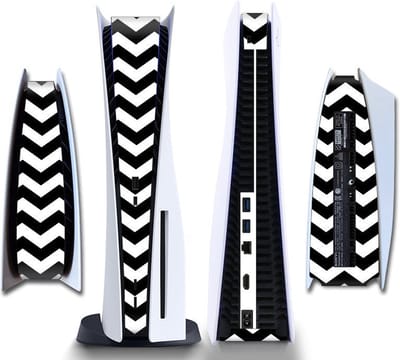 Gadgetpoint - Console Sticker Strip voor PS5, PlayStation 5 - Performance Gaming Skin - Bescherming Accessoires - Zwart/Wit