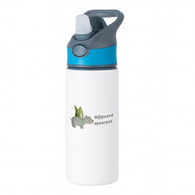 Hacebo® - Nijlpaard waterfles met rietje blauw - Nijlpaard - dieren liefhebbers - leuke cadeau voor iemand die van houdt van nijlpaarden - verjaardagscadeau - kado - gift - water fles - 650ML
