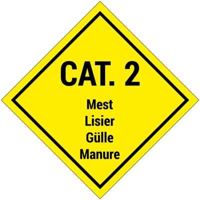 Categorie 2 mest bord | gecoat dibond materiaal | 10 x 10 cm