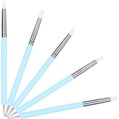5 stuks Siliconen Klei Beeldhouwen Pen Bal Stylus Nagellak Stippen Tool Keramiek Kwasten Pen white