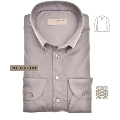 John Miller Polo Slim Long Sleeve Cutaway Tricot Midden Grijs / male