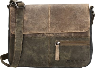 Hide & Stitches Himalaya Schoudertas Dames - Crossbodytas met verstelbare schouderband - Tas van 100% Leder - Olijfgroen