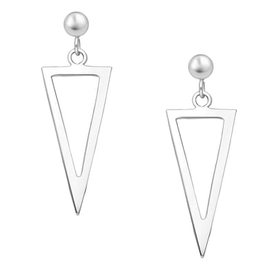 EAR IT UP - Oorbellen - Driehoek - Open - Push back oorknopjes - 925 sterling zilver - 33 x 11 mm - 1 paar