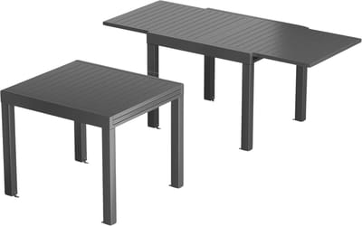 Damenzo - Eettafel - Eettafel uitschuifbaar - Tuintafel - Tafel - Keukentafel - 4 tot 6 personen - 160x80cm tot 260x80cm - Zwart