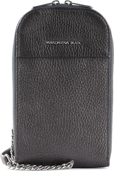 MANDARINA DUCK Leren Telefoontasje Schoudertas Mellow Lux Phone Crossbody Bag Graphite Donkergrijs
