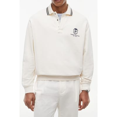 Tommy Hilfiger Country Club Rugby Shirt Ivory Petal Größe: L | Poloshirts Outlet | Herren | Weiß