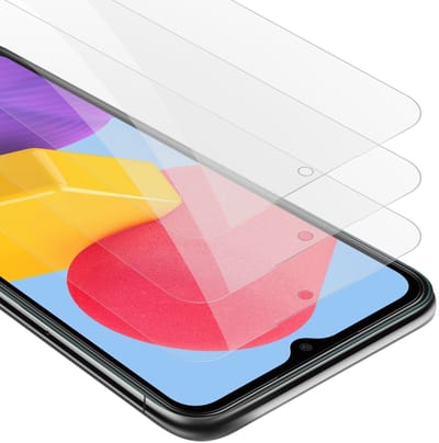 Cadorabo 3x Screenprotector geschikt voor Samsung Galaxy M13 4G - Beschermende Pantser Film in KRISTALHELDER - Getemperd (Tempered) Display beschermend glas in 9H hardheid met 3D Touch