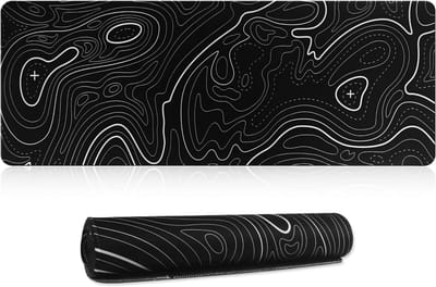 Muismat voor thuiskantoor, gamingmuismat bureauonderlegger, zacht glad oppervlak en antislip rubberen basis, waterdichte zachte doek, XX muismat 600 x 300 x 3 mm, zwart