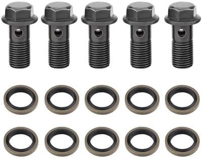 Dailygoods- Rembouten 5 Stuks - Remkoppeling - Banjo Bouten/Ringen - Vervanging Remklauw - M10 x 1.25 - Hoogwaardig Ijzer