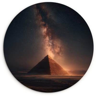 WallCircle® Wandcirkel 120x120 cm - Muurcirkel Piramide - Woestijn - Licht - Muurdecoratie woonkamer - Wanddecoratie slaapkamer - Kamer decoratie accessoires - Ronde schilderijen XXL