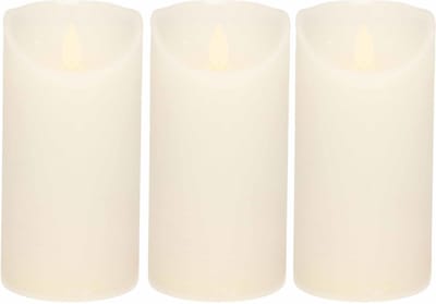3x Witte LED kaars / stompkaars 15 cm - Luxe kaarsen op batterijen met bewegende vlam