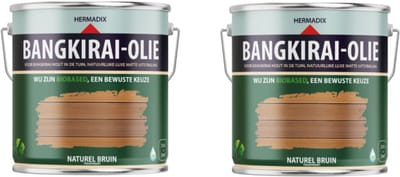 Hermadix bangkirai olie - naturel - duurzame bescherming - voor alle hardhoutsoorten - 2 x 2,5 liter