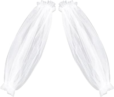 Removable Tulle Puff Sleeves - White Polyester Wedding Detachable Long Bridal Sleeve - Lace Appliques Costume Accessory voor Bruidsjurk Prom Avondfeest 60x21cm