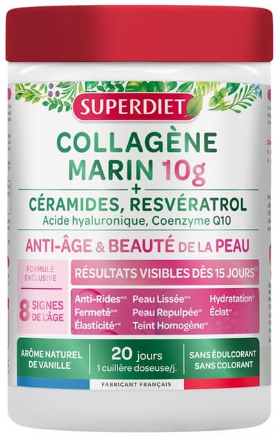 Superdiet Marien Collageen 10 g + Ceramiden, Resveratrol 210 g
