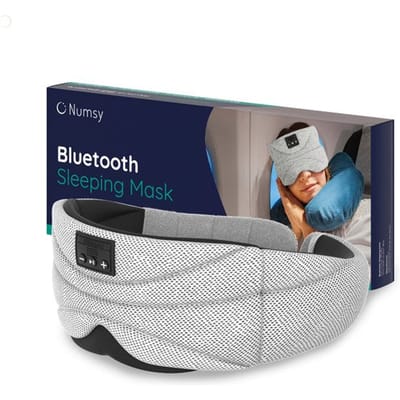 Numsy Slaapmasker met Bluetooth - Batterij vermogen 8 uutjes - 100% Katoen - Lichtgrijs