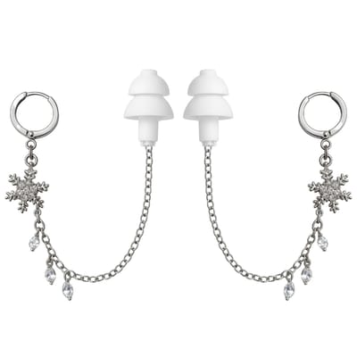 Oorbellen Voor Oordopjes - (Sneeuwvlok) - Oordopjes Festival - Oordoppen - Oorbellen Dames - Te Gebruiken Met Airpods - Zilverkleurig