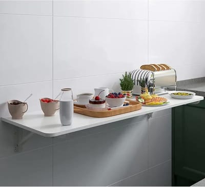 Witte wandtafel - Klapbureau opklapbaar - Ruimtebesparend werken - Driepoot stabiliteit - 90x50cm - Wit