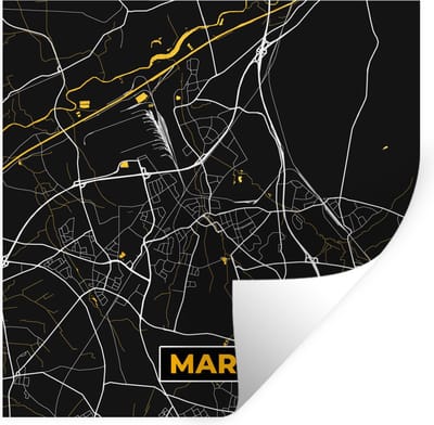 Muurstickers - Sticker Folie - Goud – Duitsland – Plattegrond – Gold – Stadskaart – Kaart – Marl - 100x100 cm - Plakfolie - Muurstickers Kinderkamer - Zelfklevend Behang XXL - Zelfklevend behangpapier - Stickerfolie