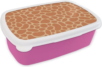 Broodtrommel Roze - Lunchbox - Brooddoos - Giraffe - Afrika - Design - 18x12x6 cm - Kinderen - Meisje
