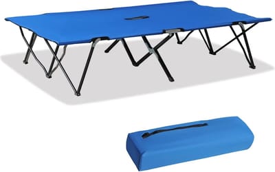 Veldbed - Kampeerbed - Vouwbed - Ligbed - Stretcher- Campingbedje - Opvouwbaar - 2 Persoons - Blauw