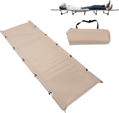 Opvouwbaar Veldbed - Reisbed Kampeerbed - Outdoor Slapen - Ultralicht Aluminium - 190x65cm - Kaki