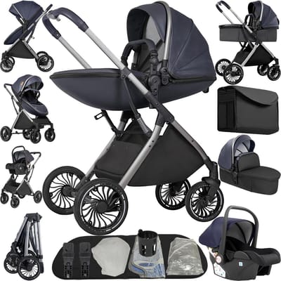Kinderwagen 4-in-1 - Babywagen Reiswieg - Veilig Vervoer Baby - Hoog Zicht Ontwerp - 73 x 615 x 124 cm