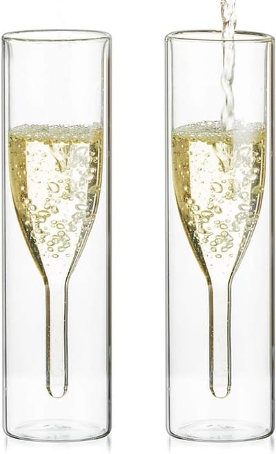 VVGoods - Champagneglazen van kristal, tulpvormig, dubbelwandig - Mondgeblazen, voor bruiloften, feesten en bars