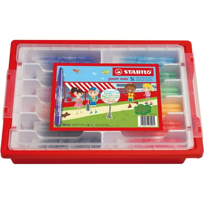 STABILO Power Max - Viltstift - Met Extra Dikke Punt 3,0 mm - 10 Kleuren - Schoolverpakking Met 96 Stuks