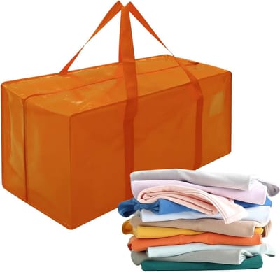 Verhuiszak - Opbergtas Ritssluiting - Spullen Opslaan - Stevige Handvatten - 73.5x33x36cm - Oranje