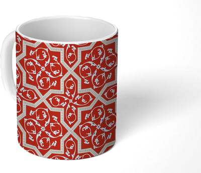 Mok - Koffiemok - Patroon - Rood - Sterren - Mokken - 350 ML - Beker - Koffiemokken - Theemok