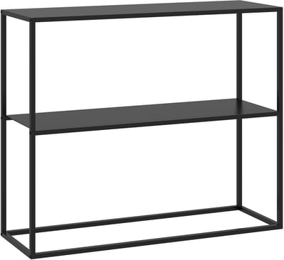 Consoletafel - 90 x 30 x 75 cm - Flurtafel met 2 Niveaus en Kantelbeveiliging - Staal - Zwart