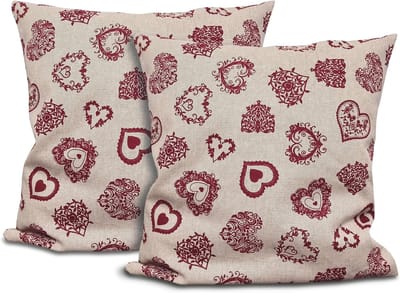 Set van 2 Decoratieve Sierkussens Hartjes Motief Rood 40x40 cm