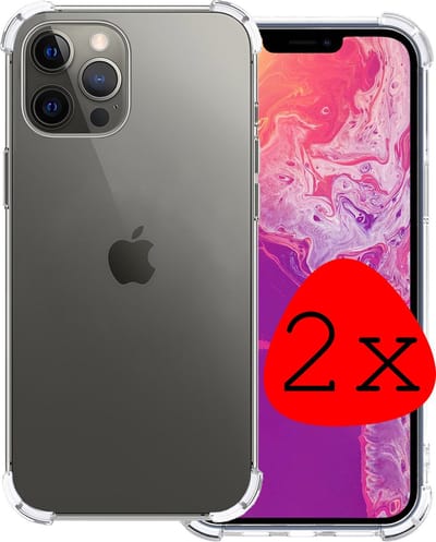 Hoesje 2 Stuks - Geschikt voor Apple iPhone 14 Pro - Sterk & Shockproof - Siliconen Case - Back Cover - Telefoon Hoes Shock Proof - Transparant