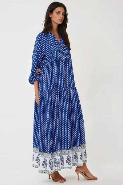 Geprinte V-hals Maxi Jurk