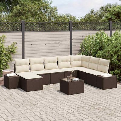 vidaXL Tuin Sofa Set 9 st Bruin poly rattan