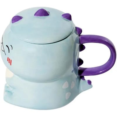 Kawaii Schattige Dinosaurus Keramiek Koffiemok met Lepel Creatief Handbeschilderd Drinkgerei Melk Thee Kopjes Nieuwigheidscadeaus Thuis Kantoor 450ml