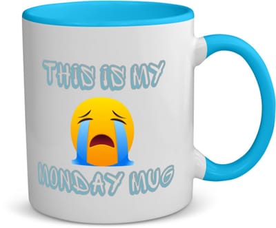 Akyol - this is my monday mug koffiemok - theemok - blauw - Quotes - maandag - dit is mijn maandag mok - verjaardagscadeau - kado - gift - geschenk - huil emoji - 350 ML inhoud