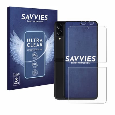 Savvies - Screenprotector voor Samsung Galaxy Z Flip 3 5G (Voor+Camera) - Folie Beschermfolie transparant 6 Stuks