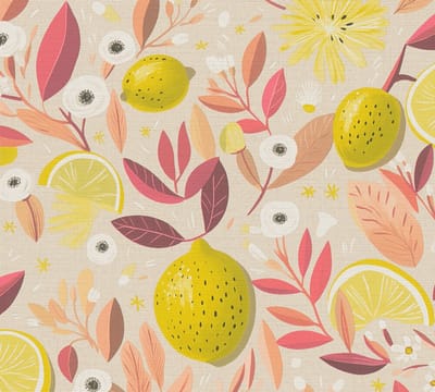 CITROENEN BEHANG | Keuken - Beige Geel Rood Lila Wit - A.S. Création Pintwalls III