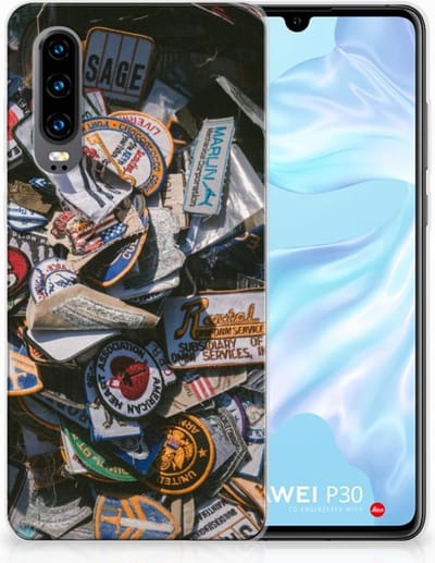 Huawei P30 Siliconen Hoesje met foto Badges