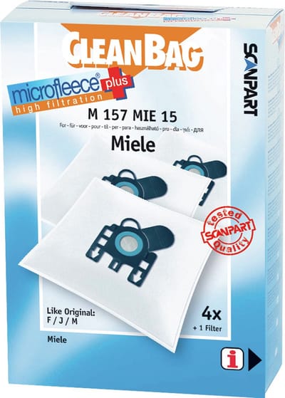 CleanBag stofzuigerzakken 4 stuks - Geschikt voor Miele S241-256i, S290-S299, S300i-S399, S500-S578, S700-S799, S4000-S4999, S6000-S6999, Compact C1, Compact C2 & Complete C1 - FJM - Inclusief 1 filter - Alternatief