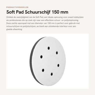 Dailygoods- Schuurpad 150 mm - Zachte Spons - 6 Gaten - Interface Kussen - Voor Polijstschijf - Geschikt voor Pneumatische Machines - Polijstpad