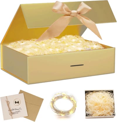 Vouwbare Cadeaubox met Deksel en Strikken, Inclusief LED Fairy Lights voor Verjaardagen en Bruiloften