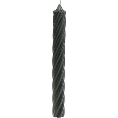 Rustieke kaarsen, stokkaarsen, effen zwart, 250/28 mm, 4 stuks