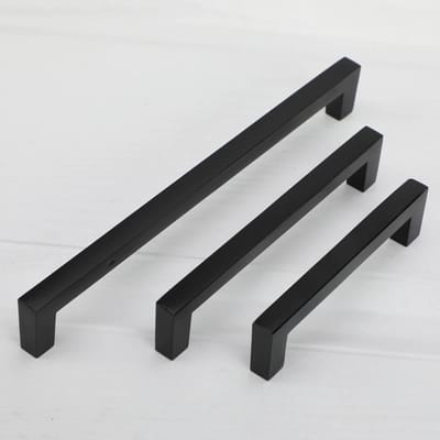 Handgreep -  128mm Hartafstand - 140mm Lengte - Keukenkast - Vierkante Luxe Greep Inclusief Schroeven -  Greep Zwart -  Meubelbeslag - Handgrepen voor deurtjes - Deurgreep